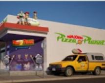 Rendering of Papa Johns Pizza Planet in Los Angeles